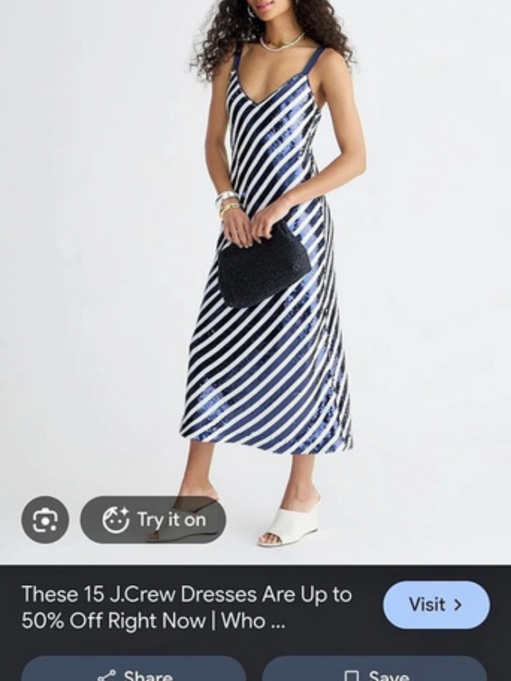J.Crew Collection Gwyneth V-Neck Slip Dress in Sequin Stripe Sequin Stripe Maxi
